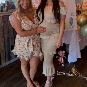 Smocked dress - pink blush maternity